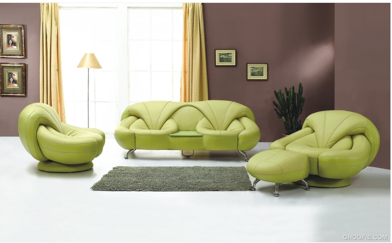 green leather living room furniture