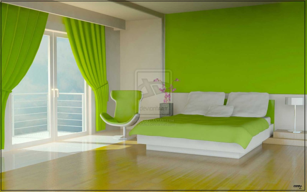 Simple Green Bedroom by eMMka