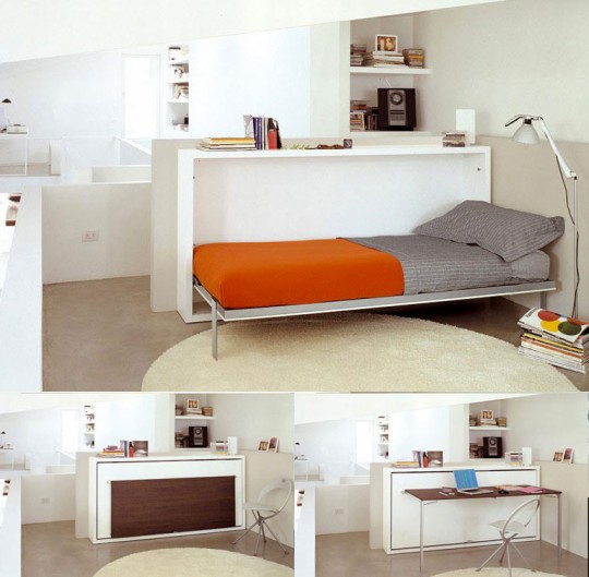 Transforming Furniture Bed to Study Desk - Interior Design Ideas