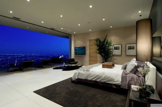 Spectacular Bedroom City View on the Night - Interior Design Ideas