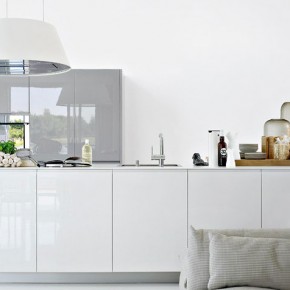 Beautiful White Kitchen with Small Sofa