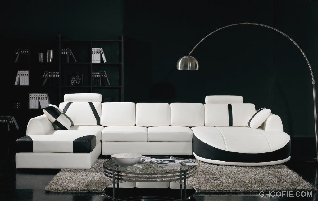 Awesome Black Living Room with White Sofa