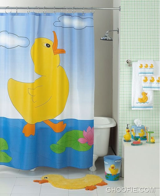 Funny Duck Shower Curtain For Kids Bathroom - Interior Design Ideas