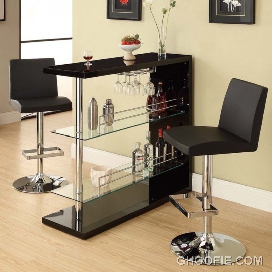 Dark Contemporary Home Bar Cool Barstools Mini Bar Countertop ...