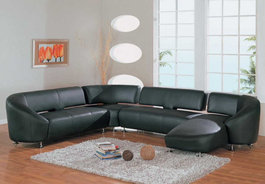 interior design with leather sofa